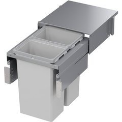 37 Quart ENVI Space XX Pro Top Mount Full Height Double Pull-Out Soft-Closing Waste Container For 18 Inch Opening W, Face Frame, Platinum