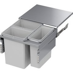 31 Quart ENVI Space XX Top Mount Under Drawer Double Pull-Out Soft-Closing Waste Container For 24 Inch Opening W, Frameless, Platinum