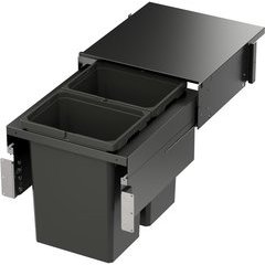 31 Quart ENVI Space XX Top Mount Under Drawer Double Pull-Out Soft-Closing Waste Container For 18 Inch Opening W, Face Frame, Carbon Steel Gray