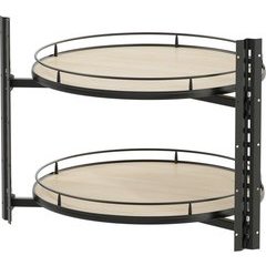 26-3/4 Inch Diameter COR Wheel Pro Fullround Scalea 2-Shelf Lazy Susan For Corner Base Cabinet, Carbon Steel Gray/Maple