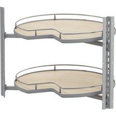 26-3/4 Inch Diameter COR Wheel Pro Kidney Scalea 2-Shelf Lazy Susan For Corner Base Cabinet, Platinum/Maple