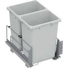 2 x 35 Quart VS ENVI BMT Bottom Mount Saphir Pre-Assembled Double Soft-Closing Waste Container For 15 Inch Opening Width, Platinum