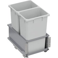 2 x 50 Quart VS ENVI BMT Bottom Mount Planero Pre-Assembled Double Soft-Closing Waste Container For 15 Inch Opening Width, Platinum