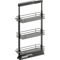 37-1/2, 47-1/4 Inch Height VS TAL Pantry Saphir 3 Shelf Pullout for 9 Inch Cabinet Opening Width, Carbon Steel Gray