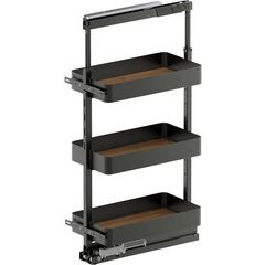 37-1/2, 47-1/4 Inch Height VS TAL Pantry Planero 3 Shelf Pullout for 12 Inch Cabinet Opening Width, Carbon Steel Gray / Walnut