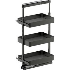 37-1/2, 47-1/4 Inch Height VS TAL Pantry Planero 3 Shelf Pullout for 15 Inch Cabinet Opening Width, Carbon Steel Gray