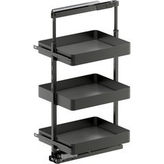 37-1/2, 47-1/4 Inch Height VS TAL Pantry Planero 3 Shelf Pullout for 18 Inch Cabinet Opening Width, Carbon Steel Gray