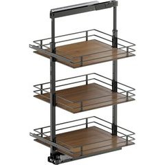 37-1/2, 47-1/4 Inch Height VS TAL Pantry Scalea 3 Shelf Pullout for 21 Inch Cabinet Opening Width, Carbon Steel Gray / Walnut