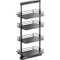 47-1/4, 57 Inch Height VS TAL Pantry Scalea 4 Shelf Pullout for 15 Inch Cabinet Opening Width, Carbon Steel Gray