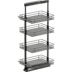 47-1/4, 57 Inch Height VS TAL Pantry Saphir 4 Shelf Pullout for 18 Inch Cabinet Opening Width, Carbon Steel Gray