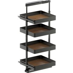 47-1/4, 57 Inch Height VS TAL Pantry Planero 4 Shelf Pullout for 21 Inch Cabinet Opening Width, Carbon Steel Gray / Walnut