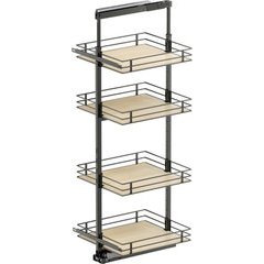 57, 67 Inch Height VS TAL Pantry Scalea 4 Shelf Pullout for 21 Inch Cabinet Opening Width, Carbon Steel Gray / Maple