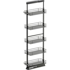 67, 76-3/4 Inch Height VS TAL Pantry Saphir 5 Shelf Pullout for 12 Inch Cabinet Opening Width, Carbon Steel Gray