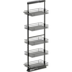 67, 76-3/4 Inch Height VS TAL Pantry Saphir 5 Shelf Pullout for 15 Inch Cabinet Opening Width, Carbon Steel Gray