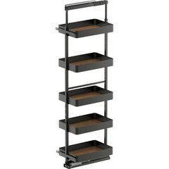 67, 76-3/4 Inch Height VS TAL Pantry Planero 5 Shelf Pullout for 15 Inch Cabinet Opening Width, Carbon Steel Gray / Walnut