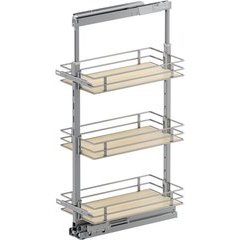 37-1/2, 47-1/4 Inch Height VS TAL Pantry Scalea 3 Shelf Pullout for 12 Inch Cabinet Opening Width, Platinum / Maple