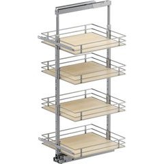 47-1/4, 57 Inch Height VS TAL Pantry Scalea 4 Shelf Pullout for 21 Inch Cabinet Opening Width, Platinum / Maple