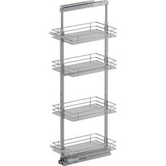 57, 67 Inch Height VS TAL Pantry Saphir 4 Shelf Pullout for 15 Inch Cabinet Opening Width, Platinum
