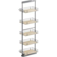 67, 76-3/4 Inch Height VS TAL Pantry Scalea 5 Shelf Pullout for 15 Inch Cabinet Opening Width, Platinum / Maple