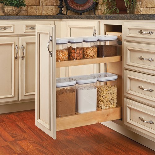 Rev-A-Shelf 14-1/2 Inch Width Base Cabinet Pullout Food Storage Container  Organizer with Soft Close Heavy Duty Slides, for 18 Inch Base Cabinet,  Natural, Min. Cabinet Opening: 15 W x 21-3/4 D x
