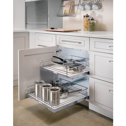 Hafele iMOVE Pull Down Cabinet Storage Shelf, Single Shelf, for 21 - 36 Cabinet Widths - Cabinet Width for 21'' Cabinet Width, Faceframe or