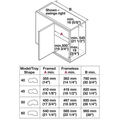 Hafele iMOVE Pull Down Cabinet Storage Shelf, Single Shelf, for 21 - 36 Cabinet Widths - Cabinet Width for 21'' Cabinet Width, Faceframe or